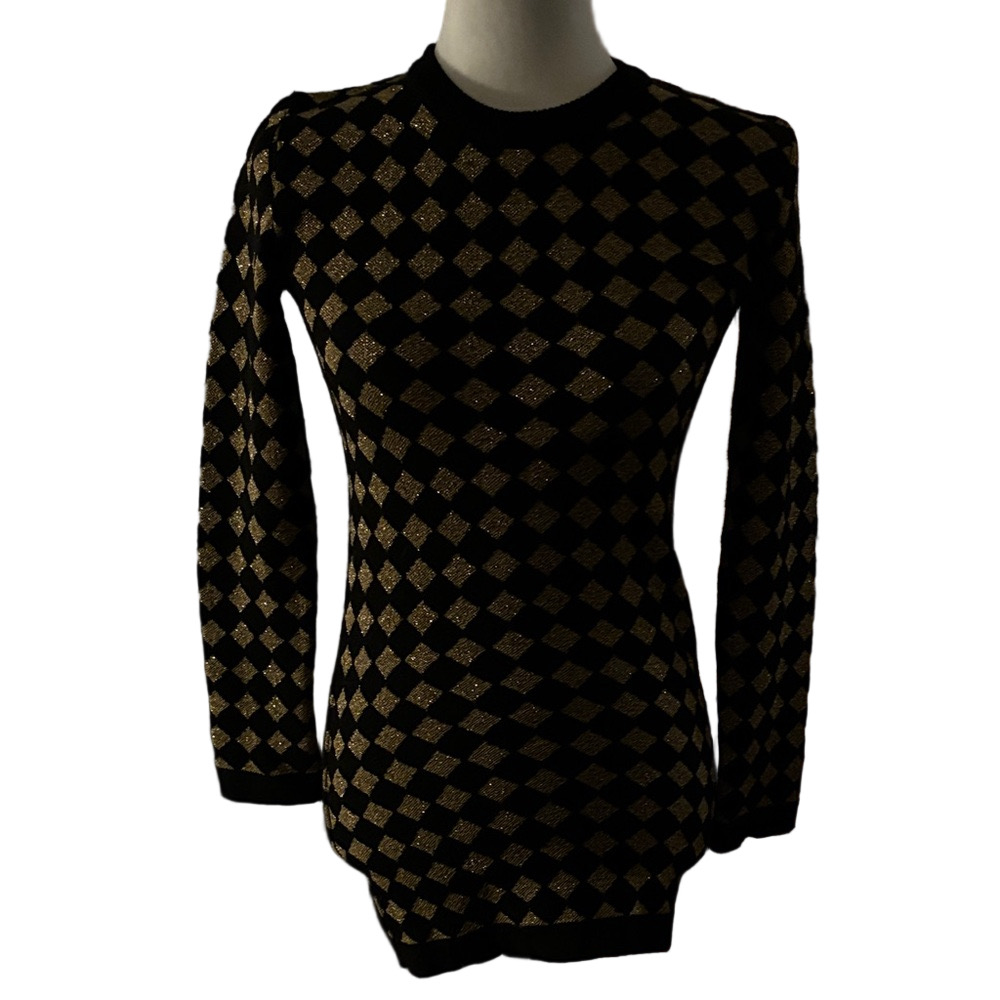 Balmain Black and Gold Mini Dress size 14A